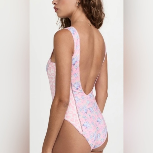 LoveShackFancy Mikkel floral one piece pink floral swimsuit NWOT - Picture 4 of 8